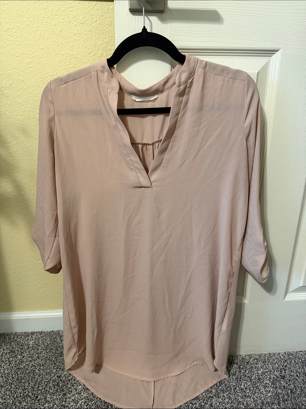 Light Pink V-Neck Women's Blouse